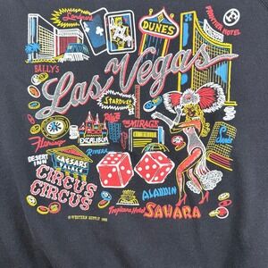 Vintage 1990 Las Vegas Neon Souvenir Sweatshirt Hanes USA Made XL Black Raglan